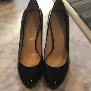 Enzo Angolini Black patent platform heels